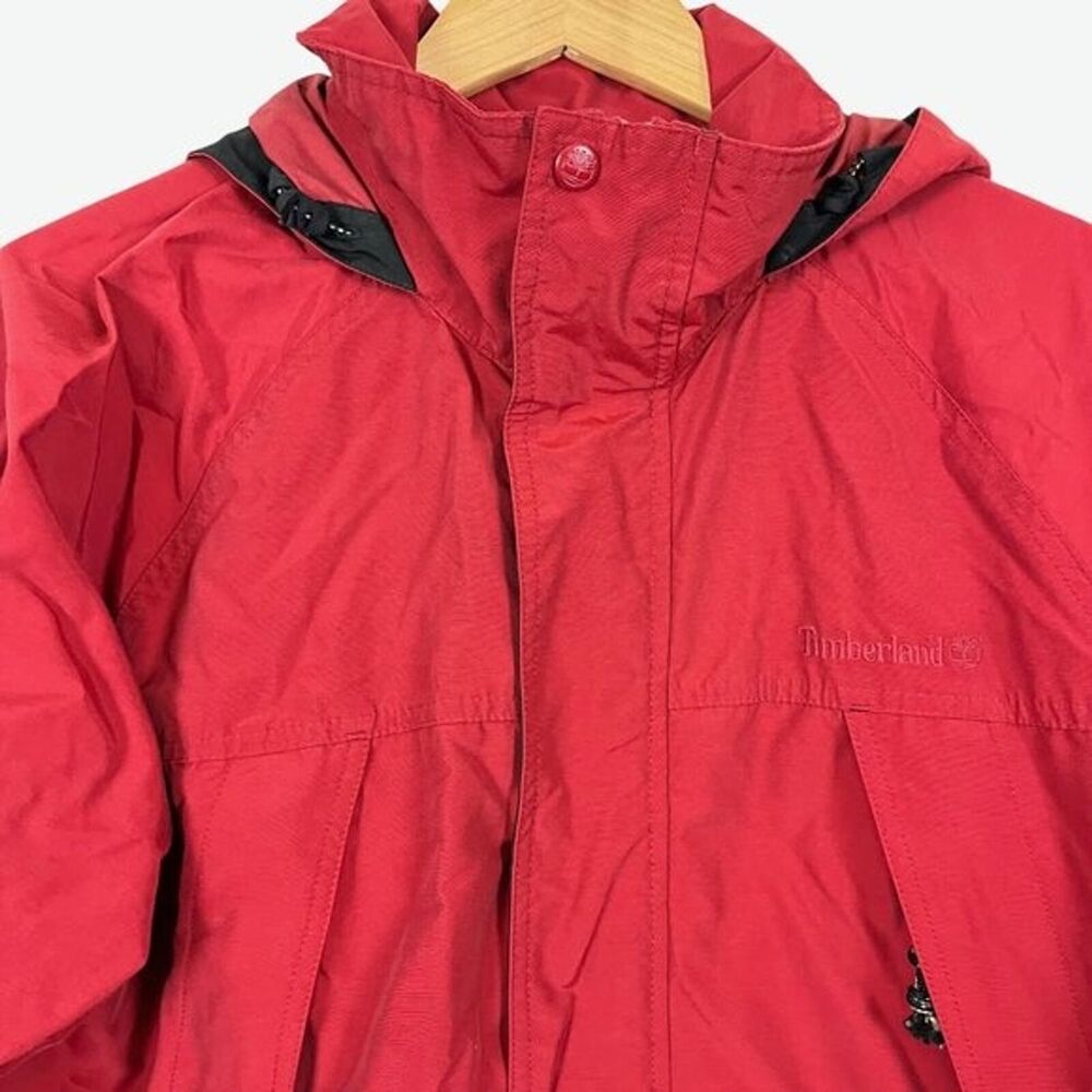 Timberland Mens Red Hooded Jacket Parka Light Weight Hip Length 11297 Medium M - Picture 2 of 16